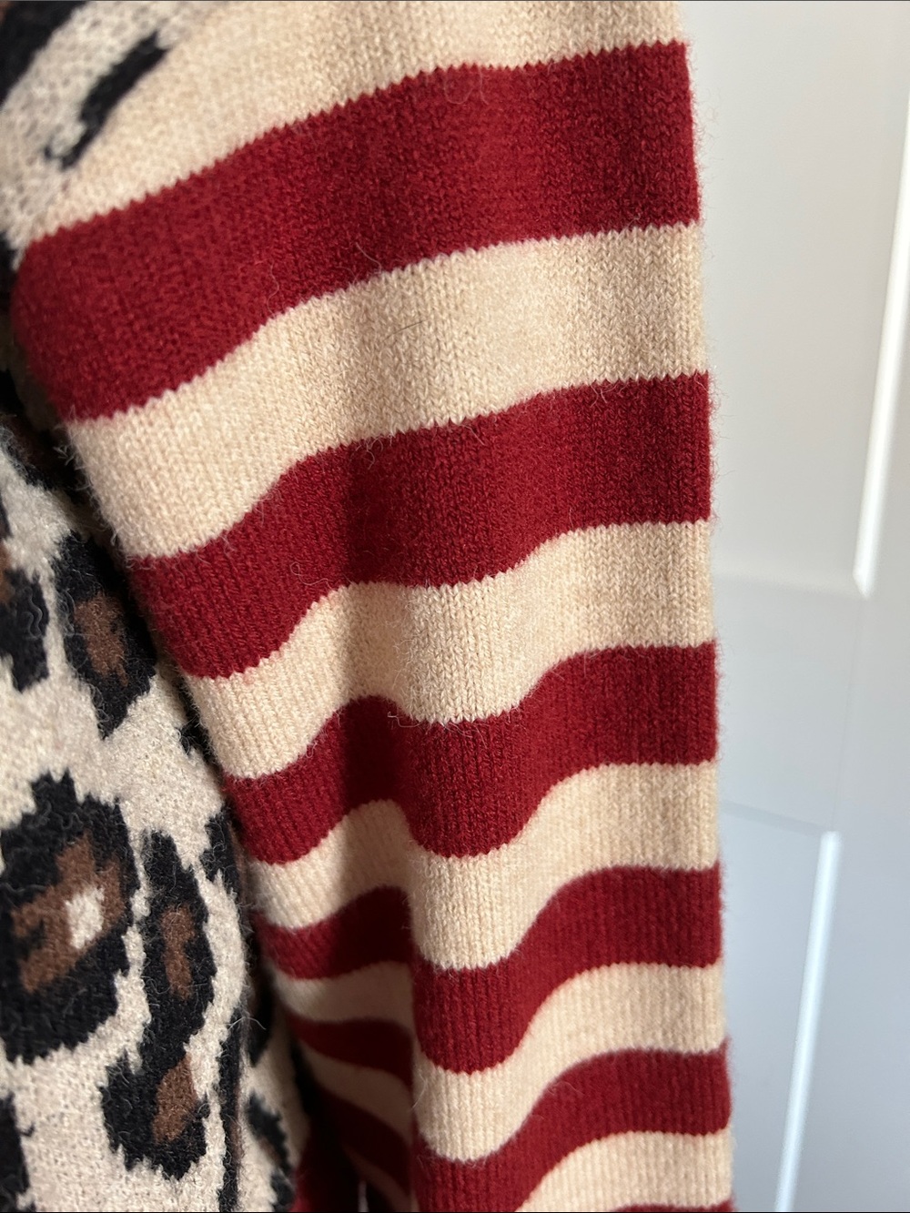 Charfille Oversized Leopard & Stripe Cardigan Sweater – Size Medium - Picture 9 of 10